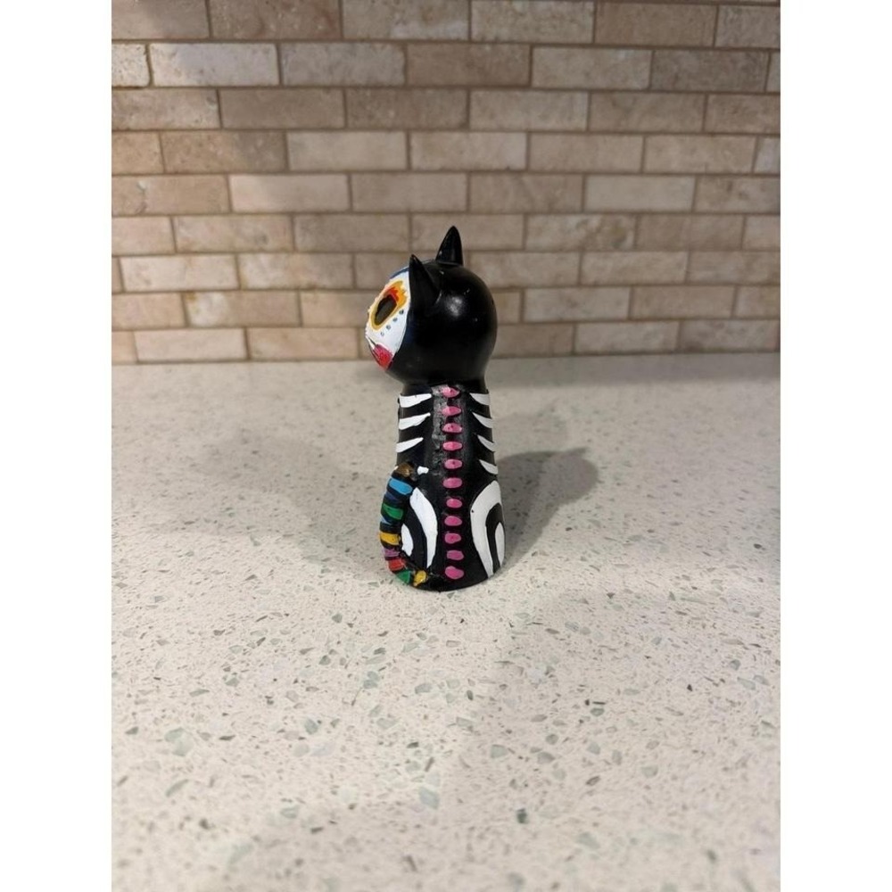 Dia De Muertos Collection Day of The Dead SKELETON CAT Halloween Multicolor 4.5" - Picture 3 of 3